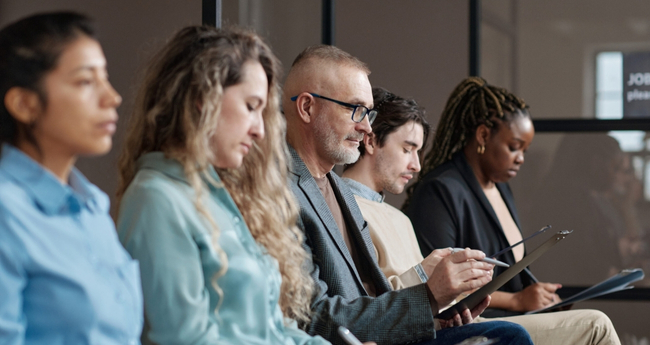 Business IT professionals seated at conference or seminar